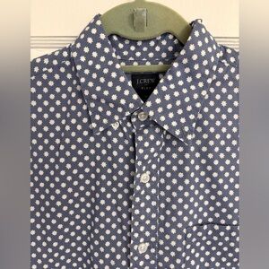 Men’s JCrew Factory Flex short sleeve button down shirt floral Blue White medium